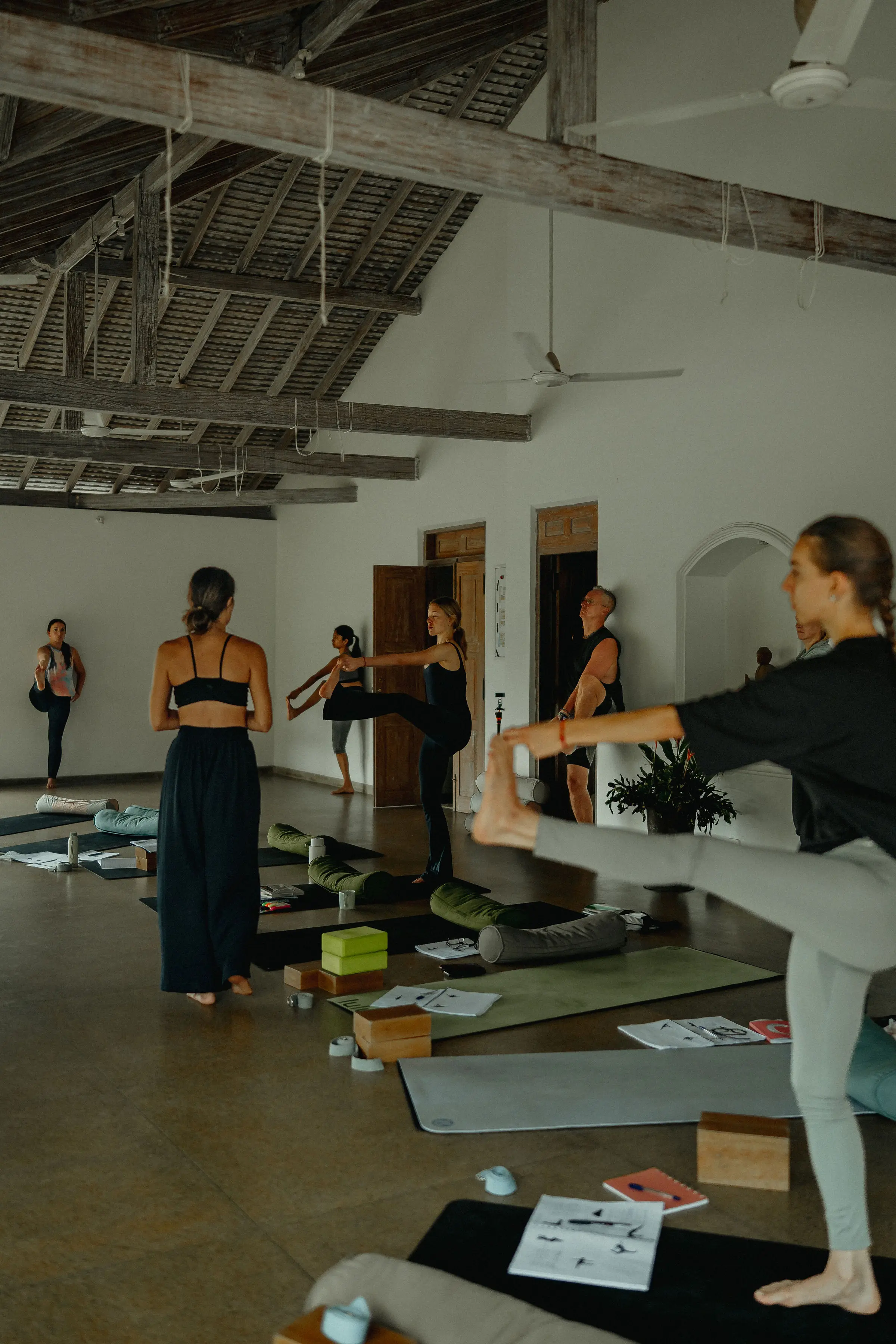 A group sitting in meditation